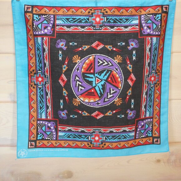 Vintage Wamcraft Bandana Western Southwest Tribal Made In USA - Picture 4 of 9
